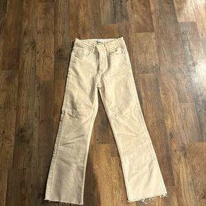 Zara tan wide leg jeans